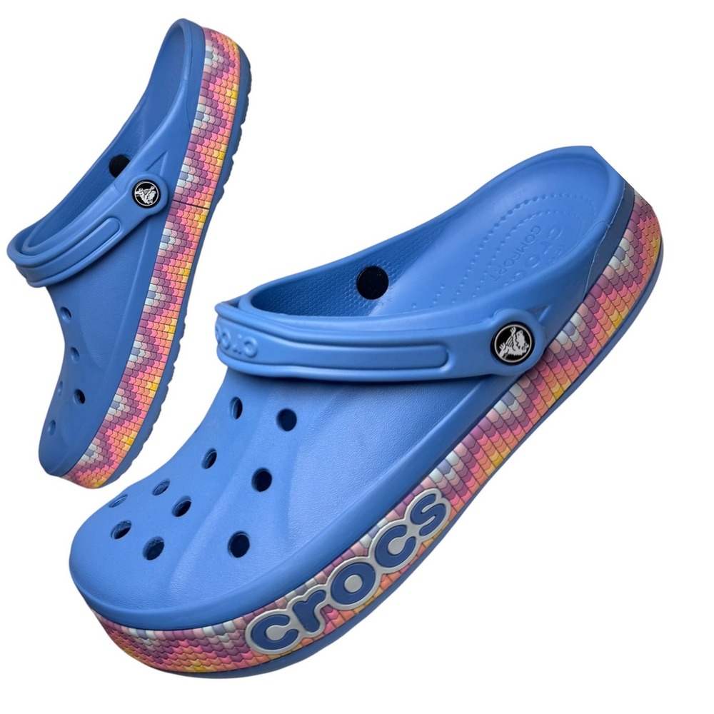 Crocs Classic Clogs Blue Multicolor Graphic Mens 12